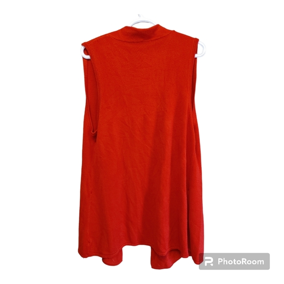 ALIA Red Open Knit Sleeveless Cardigan Size Large Petite - Picture 7 of 7